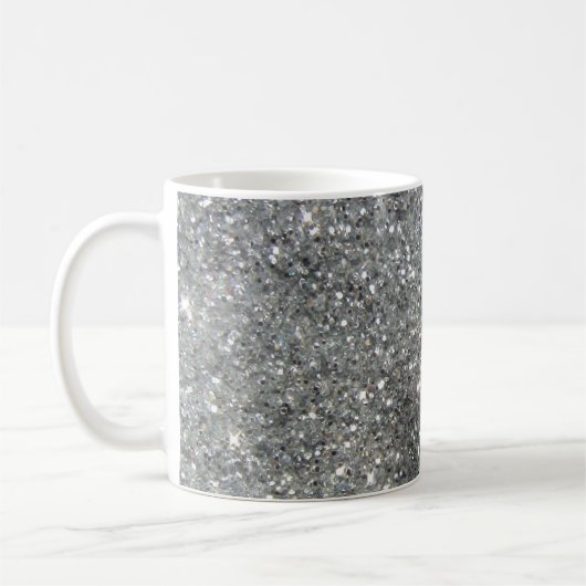 Stilvolles silbernes Glitzerglitz-Foto Kaffeetasse (Links)
