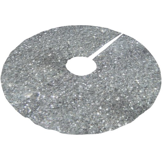 Stilvolles silbernes Glitzerglitz-Foto Polyester Weihnachtsbaumdecke (Schrägansicht)