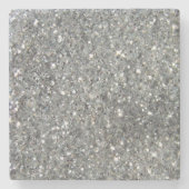 Stilvolles silbernes Glitzerglitz-Foto Steinuntersetzer (Vorderseite)