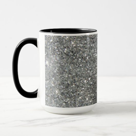 Stilvolles silbernes Glitzerglitz-Foto Tasse (Links)