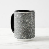 Stilvolles silbernes Glitzerglitz-Foto Tasse (Vorderseite Links)