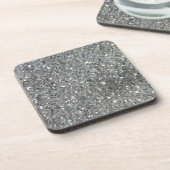 Stilvolles silbernes Glitzerglitz-Foto Untersetzer (Linke Seite)