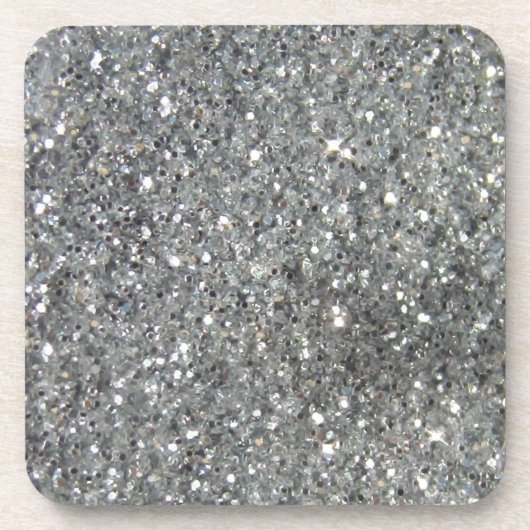 Stilvolles silbernes Glitzerglitz-Foto Untersetzer (Vorderseite)