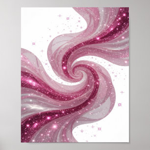 Stilvolles Silbernes TWIRLING STARS Textdesign Poster