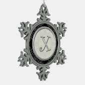 Stilvolles silbernes Weihnachten des Monogramm-X Schneeflocken Zinn-Ornament (Links)
