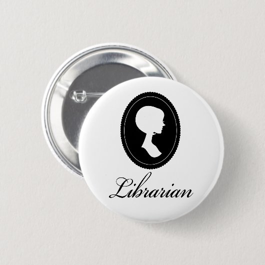 Stilvolles Silhouette-Bibliothekar-Geschenk Button (Vorne & Hinten)