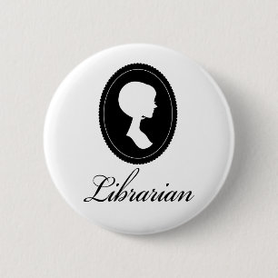 Stilvolles Silhouette-Bibliothekar-Geschenk Button