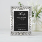 Stilvolles Silver 60. Wedding RSVP (Stehend Vorderseite)