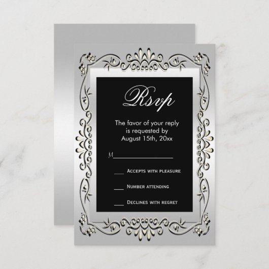 Stilvolles Silver 60. Wedding RSVP (Vorne/Hinten)