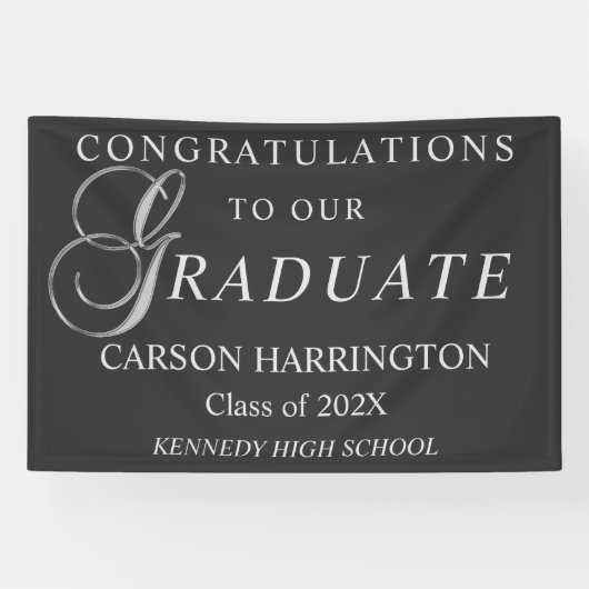 Stilvolles Silver Abschluss Sign Banner (Horizontal)