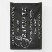 Stilvolles Silver Abschluss Sign Banner (Vertikal)