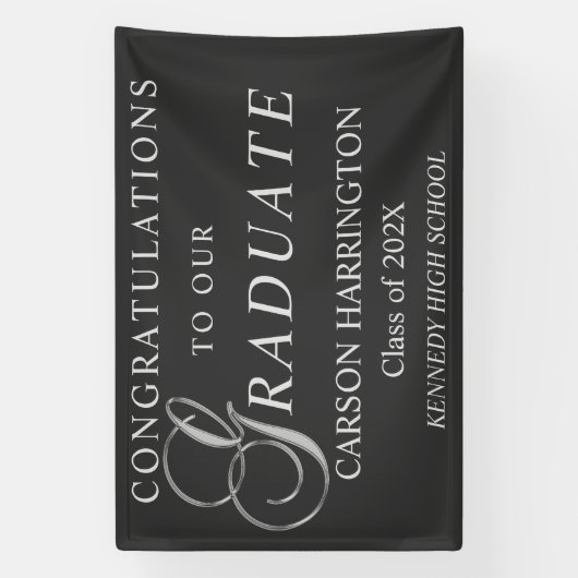 Stilvolles Silver Abschluss Sign Banner (Vertikal)