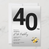 Stilvolles Silver & Balloons 40. Geburtstag Party Einladung (Vorderseite)