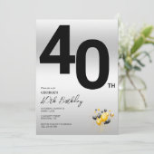Stilvolles Silver & Balloons 40. Geburtstag Party Einladung (Stehend Vorderseite)