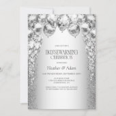 Stilvolles Silver Balloons Housewarming Party Einladung (Vorderseite)