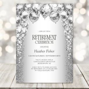 Stilvolles Silver Balloons Retirement Party Einladung