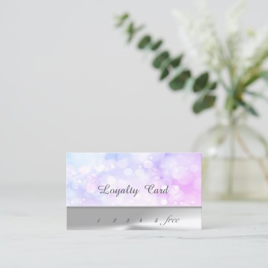 Stilvolles Silver, Bokeh Loyalty Card Treuekarte (Stehend Vorderseite)