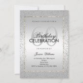 Stilvolles Silver Confetti 60. Geburtstag Einladung (Vorderseite)