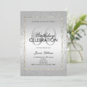 Stilvolles Silver Confetti 60. Geburtstag Einladung (Stehend Vorderseite)