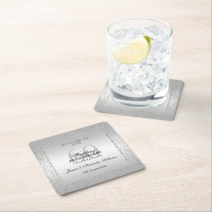 Stilvolles Silver Confetti 60. Hochzeit Rechteckiger Pappuntersetzer