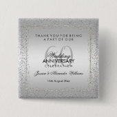 Stilvolles Silver Confetti 60. Hochzeit Vielen Dan Button (Vorderseite)