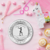 Stilvolles Silver Embellished Gymnastik Geburtstag Pappteller (Party)