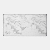 Stilvolles Silver Foil Marmor Monogram Schreibtischunterlage (Vorderseite)