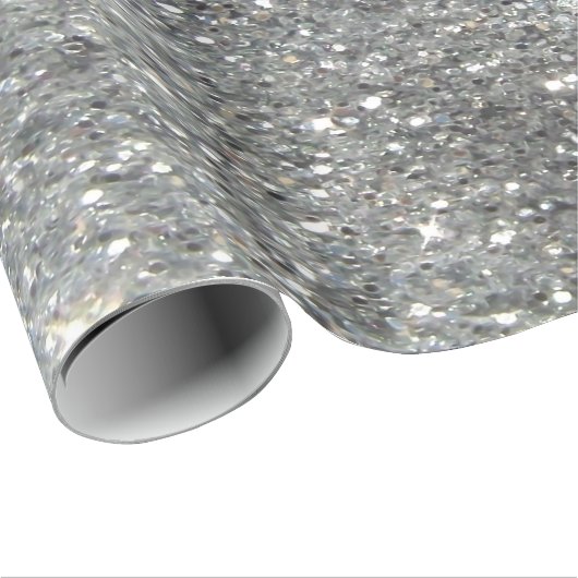 Stilvolles Silver Glitzer Glitz Foto Geschenkpapier (Rolleneckpunkt)