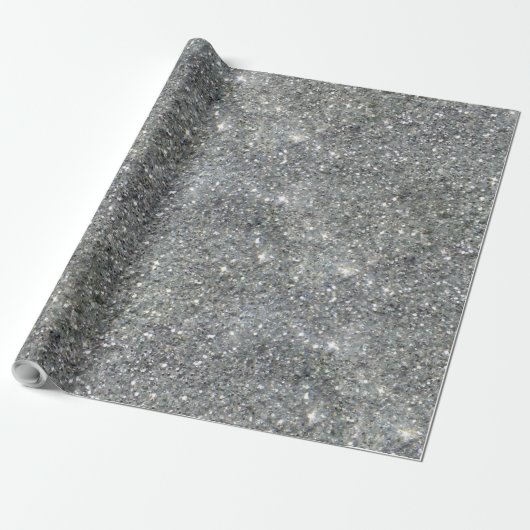 Stilvolles Silver Glitzer Glitz Foto Geschenkpapier (Ungerollt)