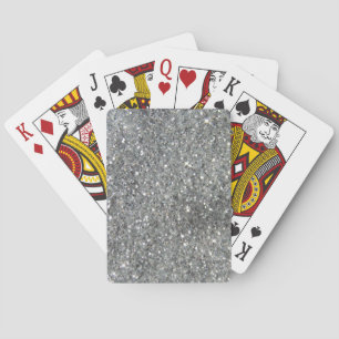 Stilvolles Silver Glitzer Glitz Foto Spielkarten