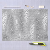 Stilvolles Silver Glitzer Wild Leopard Spots Muste Seidenpapier (Handwerk)