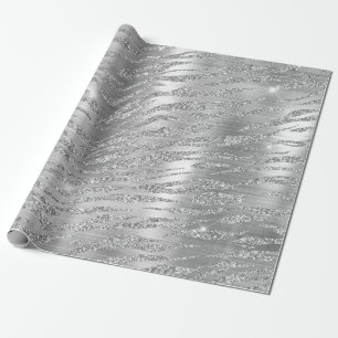 Stilvolles Silver Glitzer Wild Tiger Stripes Muste Geschenkpapier