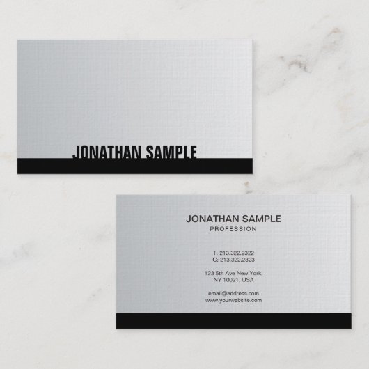 Stilvolles Silver Minimalistisch Design Trendy Lux Visitenkarte (Vorne/Hinten)