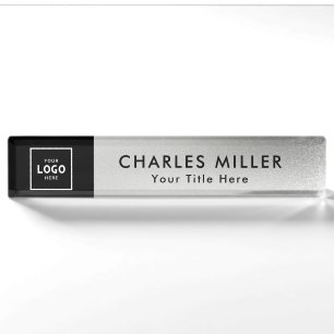 Stilvolles Silver Modern Berufliches Geschäftslogo Namensplakette