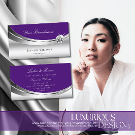 Stilvolles Silver Royal Lila mit Sparkle Diamond Visitenkarte