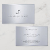 Stilvolles Silver Template Elegant Mit Monogramm m Visitenkarte (Vorne/Hinten)