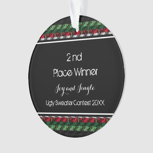 Stilvolles Silver Ugly Sweater Medallion 2. Platz Ornament (Vorderseite)