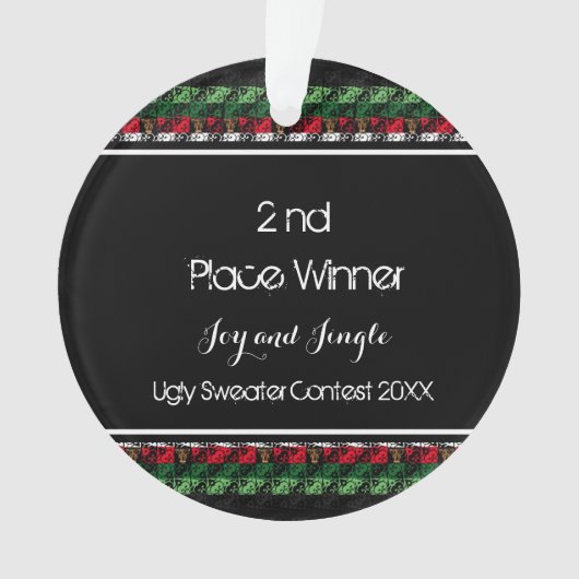 Stilvolles Silver Ugly Sweater Medallion 2. Platz Ornament (Vorderseite)