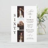 Stilvolles SIXTY Foto Strip 60. Geburtstag Einladung (Stehend Vorderseite)