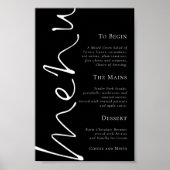 Stilvolles Skript Einfaches Black Wedding Menü Poster (Vorne)