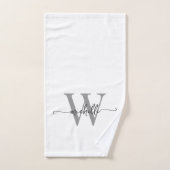 Stilvolles Skript Eleganter White Gray Monogram Na Handtuch (Handtuch)