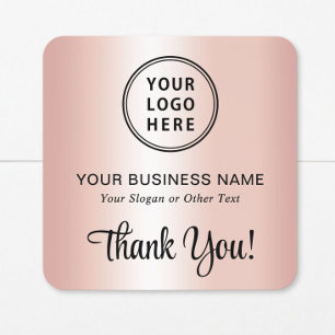 Stilvolles Skript Geschäft-Logo Danke Rose Gold Quadratischer Aufkleber