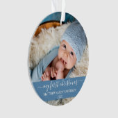 Stilvolles Skript Mein erstes Weihnachtsbaby Blue  Ornament (Vorderseite)