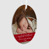 Stilvolles Skript Mein erstes Weihnachtsbaby Red Ornament (Vorderseite)