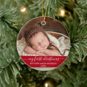 Stilvolles Skript Mein erstes Weihnachtskind Red Keramik Ornament