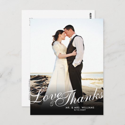 Stilvolles Skript Moderne Liebe dank Postcard Postkarte (Vorne/Hinten)