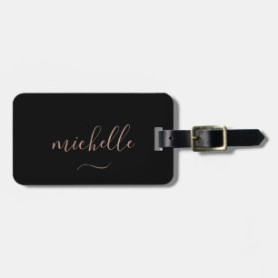 Stilvolles Skript-Monogramm Schwarz Gold Weiblich Gepäckanhänger