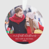 Stilvolles Skript Unser erstes Weihnachtslied Red Ornament (Vorderseite)