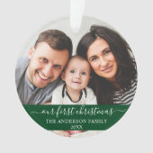 Stilvolles Skript Unsere erste Weihnachtsfamilie G Ornament (Vorderseite)