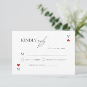 Stilvolles Skript Vegas Casino Hochzeit RSVP Karte (Stehend Vorderseite)